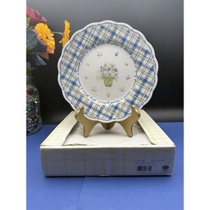 Nikko Dena's Garden Set of Four Salad Plates 8" green yellow blue Red 1998 New